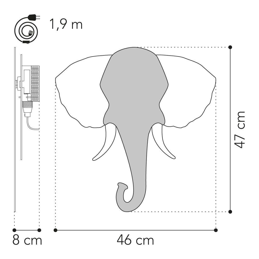 Olifant wandlamp